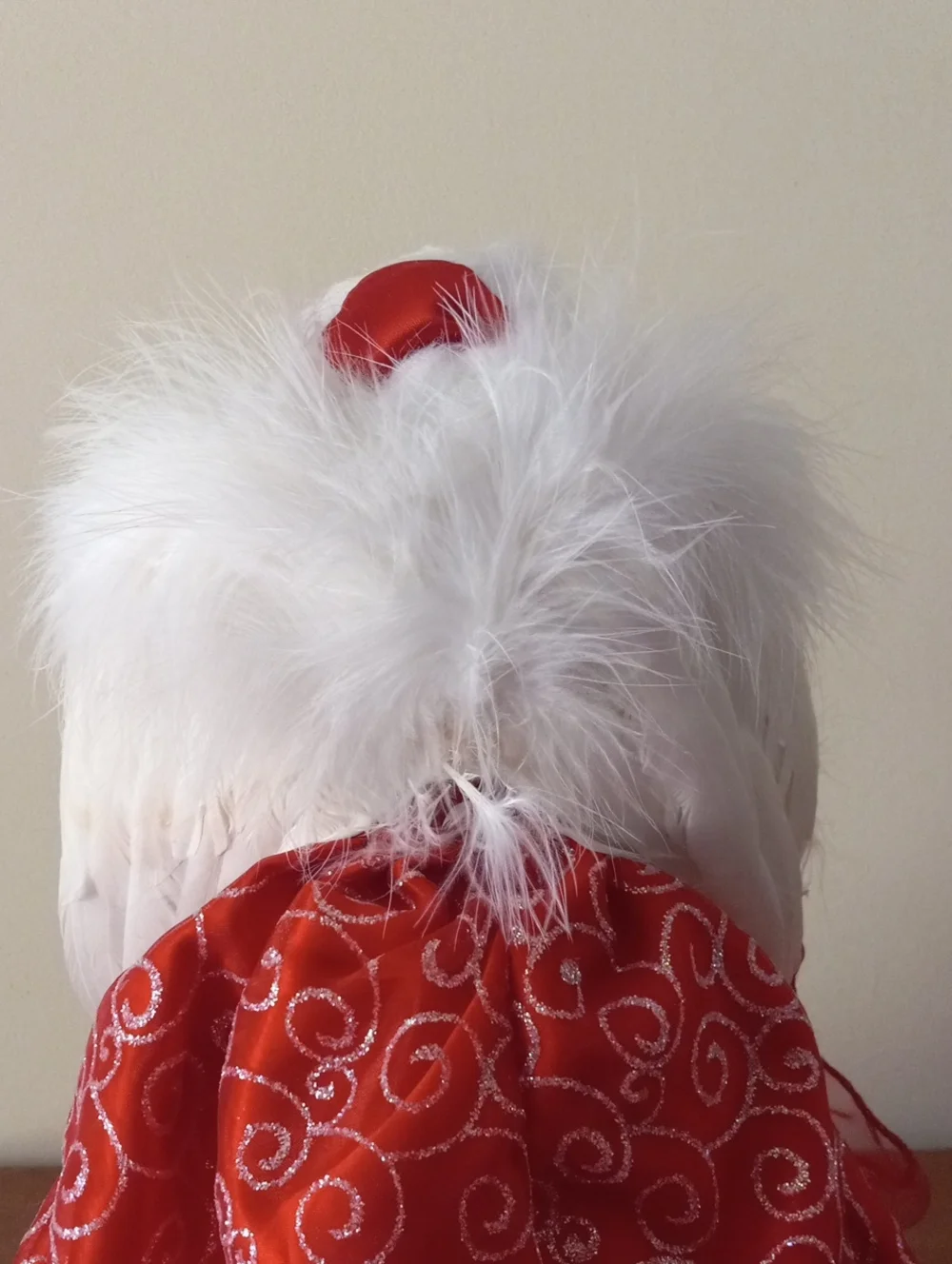 Red and White Angel Tree Topper - Sparkle Swirl Dress